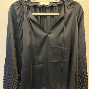 Jonathan Simkhai Black Wanda Pleated Blouse